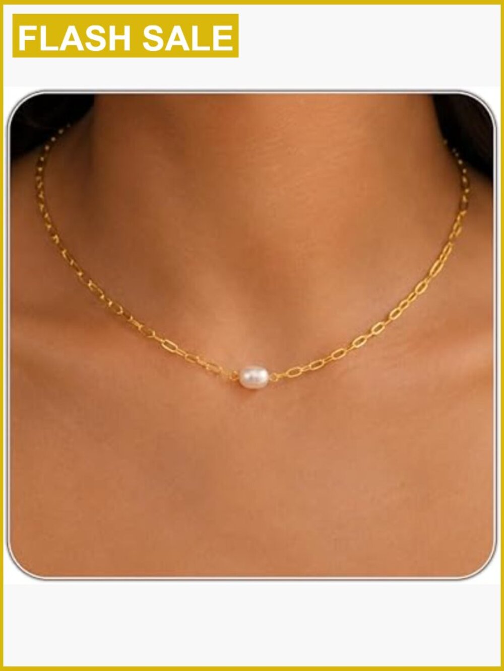 Dainty Beaded Pearl Choker Necklace 14K Gold Plated Station Chain Layering